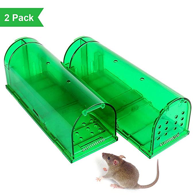 ZONKO Humane Mouse Trap, 2018 Upgraded No Kill Mouse Live Catch and Release, Kids/Pet Safe, Easy to Set, for Indoor/Outdoor, Reusable Cage Box Rodent Traps (2 Pack)