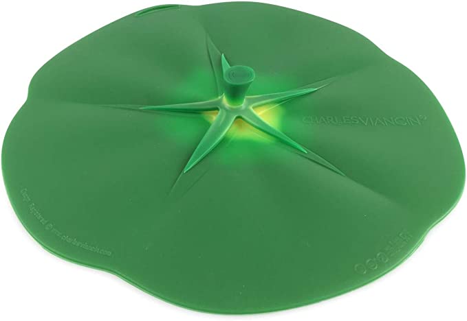 Charles Viancin Round Pan Lid/Spill Stopper/Airtight Food Storage Lid, Silicone, Green Tomato, 15 cm/6 inch