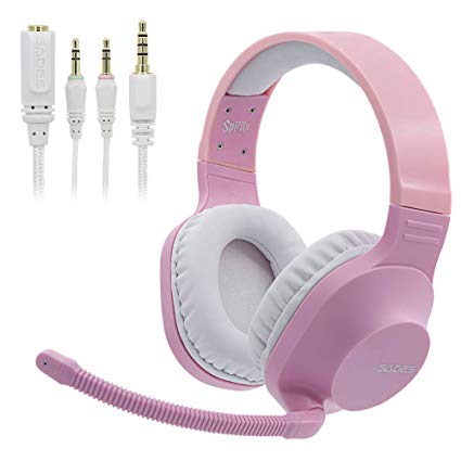 SADES SA721 Gaming Headset Xbox one Headset for PS4,PC,Xbox One Controller,Noise Cancelling Over Ear Headphones with Mic, Bass Surround, Soft Memory Earmuffs for Laptop Mac Nintendo Switch Games Pink…