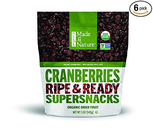 Made In Nature Organic Dried Cranberries, 5 oz (Pack of 6) - Non-GMO Vegan Dried Fruit Snack