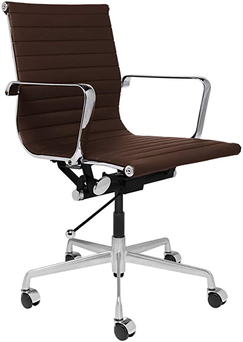 SOHO Ribbed Management Office Chair (Dark Brown)