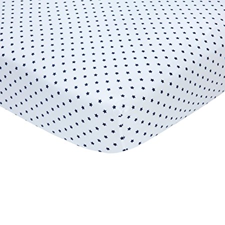 Carter's Cotton Sateen Crib Sheet, Navy Star Print, 52" x 28"