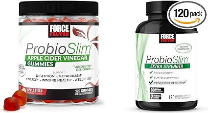 Force Factor ProbioSlim Apple Cider Vinegar Gummies with Organic, LactoSpore Probiotics & ProbioSlim Extra Strength Probiotic Supplement for Women and Men with 30 Billion CFUs