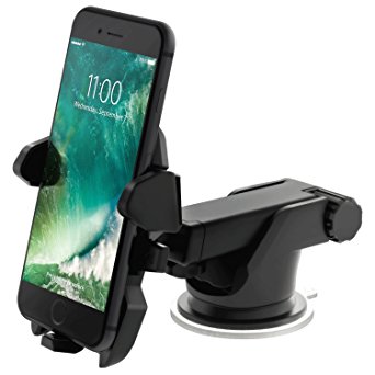JINGJIA Universal Car Mount Holder for iPhone, Long Neck One Touch Car Mount Holder for iPhone 7s 6s Plus 6s 5s 5c Samsung Galaxy S8 Edge S7 S6 Note 5 Car Stand and more (Black) …