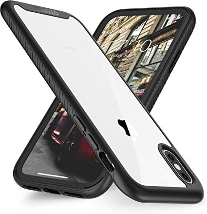 OTOFLY iPhone Xs Case/iPhone X Case,iPhone X Xs Phone Case,2 in 1 Clear Protective iPhone Case Soft Silicone Bumper Cover Anti-Scratch Shockproof Case Compatible with iPhone X/XS, (Black)