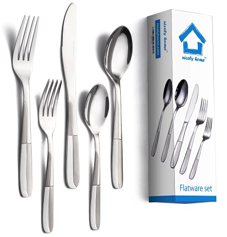 Flatware Set 20 Piece - Durable Forks, Spoons and Knifes - Top Grade Stainless Steel 18/10 Flatware Set - Best Dinnerware for 4 Persons at Home, Hotels, Restaurants | Flatware Set in Gift Box