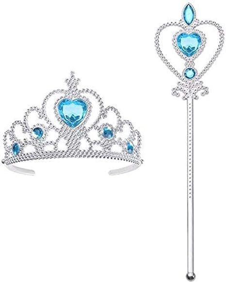 Vicloon Princess Dress Up Accessories, Elsa Dress Up with Elsa Crown,Wand,Gift Set for Girls Christmas Party Cosplay Set