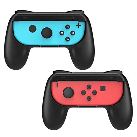 EESHELL Grip for Nintendo Switch Joy-Con, [Ergonomic Design] Wear-Resistant Comfort Game Controller Handle Kit for Nintendo Switch Joy Con, 2 Pack - Black