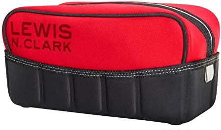 Lewis N. Clark Travelflex Toiletry Kit, Makeup Bag, Shower Caddy   Travel Organizer for Luggage, Carry-on or Suitcase, Open Zip Top, Red