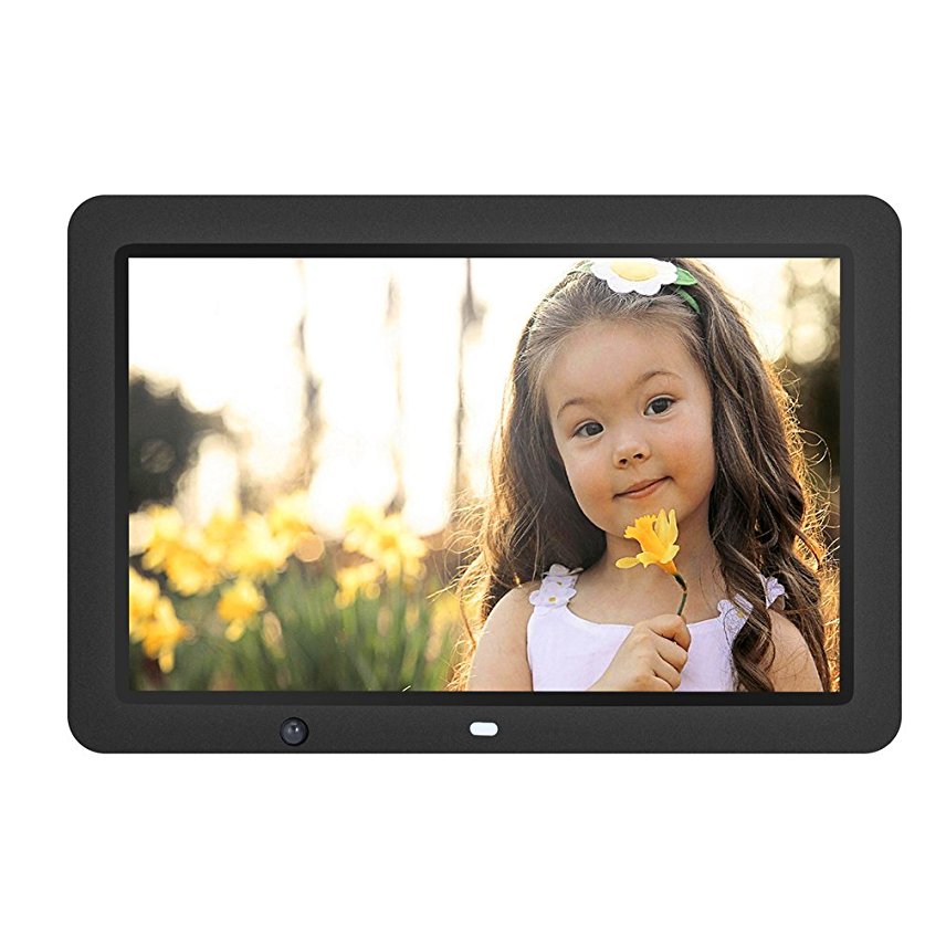 YKS Digital Picture Frame 12 inch with Motion Sensor & 8GB U Disk Memory HD 1280x800 Frame Wide Screen View Pictures Listen to Music MP3 Video MP4 (Black)