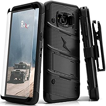 Samsung Galaxy S8 Case, Zizo [Bolt Series] w/ [Samsung Galaxy S8 Screen Protector] Kickstand [Military Grade DropTested] Holster Belt Clip - Galaxy S8