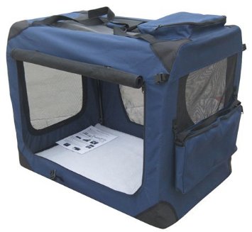 EliteField Navy Blue 36" 3-Door Soft Dog Crate, 36" Long x 24" Wide x 28" High