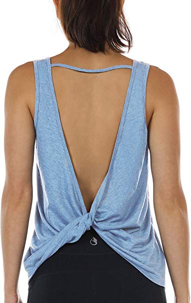 icyzone Workout Tank Tops for Women - Open Back Strappy Athletic Tanks, Yoga Tops, Gym Shirts