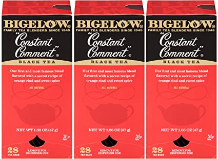Bigelow Constant Comment Tea 28-Count Box (Pack of 3) Spiced Premium Black Tea with Orange Peel Antioxidant-Rich Full Caffeine Black Tea in Foil-Wrapped Bags