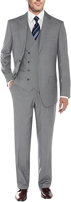 Salvatore Exte Men's Vested 2 Button Suit 3 Piece Blazer Vest Flat Front Pants