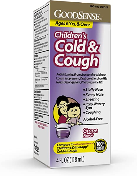 Good Sense Children's Cold and Cough, Red Grape Flavor, Medicine for Kids, 4 Fl Oz