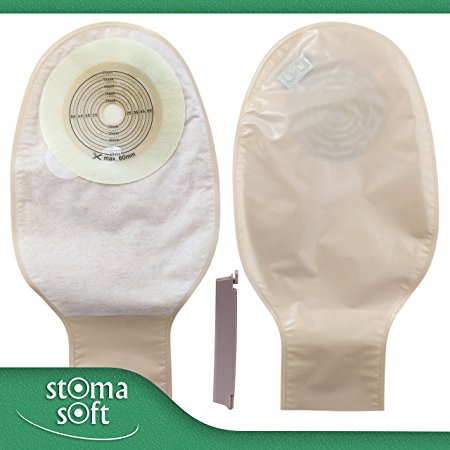 20 One Piece Drainable Ostomy Colostomy Ileostomy Pouch 60mm Cut Size Reusable Disposable (Bolsas de Colostomia) By Stoma Soft