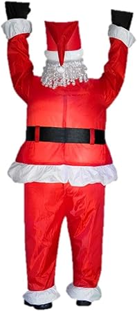 Gemmy Inflatable Realistic Santa Hanging from Gutter - Indoor Outdoor Holiday Decoration, Approximately 6.5-foot Tall