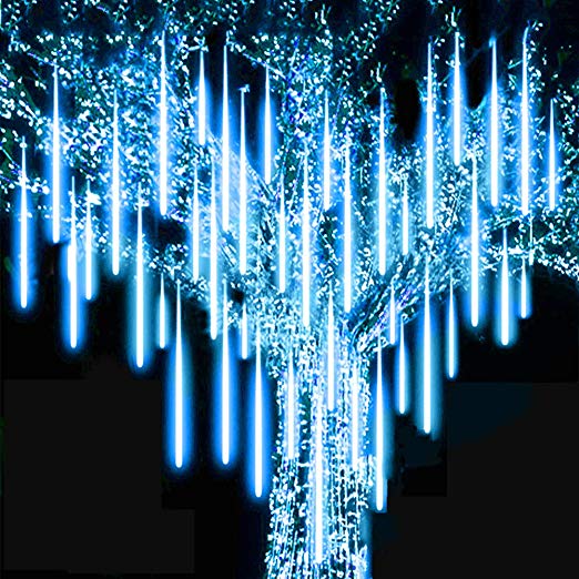 Roytong Waterproof Cascading LED Meteor Shower Rain Lights Outdoor for Holiday Party Wedding Christmas Tree Party Tree Decoration Birthday Gift (Blue, 11.80)