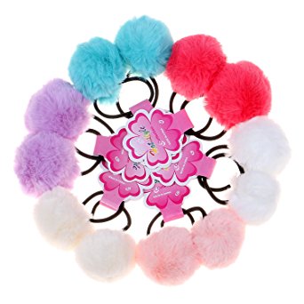 RufNTop HERA Baby Seamless Elastic Hair Ties, Ponytail Holder, PomPom Hair Band(Multiful Color 12~120pcs)