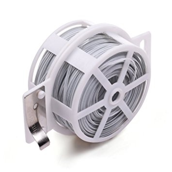 KLOUD City® 328 Feet (100m) White Multi-Function Sturdy Garden Plant Twist Tie with Cutter/ Cable Tie/Zip Tie/ Coated Wire