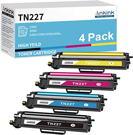 ANKINK TN227 Toner Cartridge Replacement for Brother TN227 TN-227 TN223 TN-223 for HL-L3210CW HL-L3230CDW HL-L3270CDW MFC-L3710CW MFC-L3770CDW MFC-L3750CDW (Black Cyan Magenta Yellow, 4 Pack)