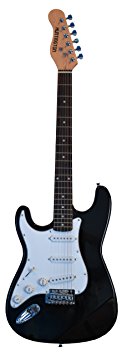 39" Inch Black Full Size Lefty Electric Guitar Left Handed with Free Carrying Bag, Cable and Strap, & DirectlyCheap(TM) Translucent Blue Medium Guitar Strap, & DirectlyCheap(TM) Translucent Blue Medium Guitar Pick