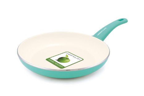 GreenLife 12 Inch Non-Stick Ceramic Fry Pan with Soft Grip, Turquoise