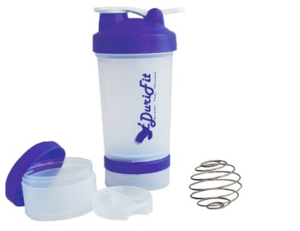 DuriFit Protein Shaker Bottle 16 OZ with Storage Boxes and Blender Ball