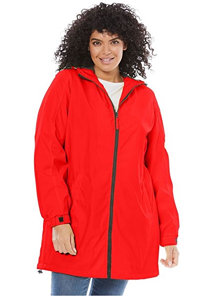 Women's Plus Size Hooded Slicker Raincoat