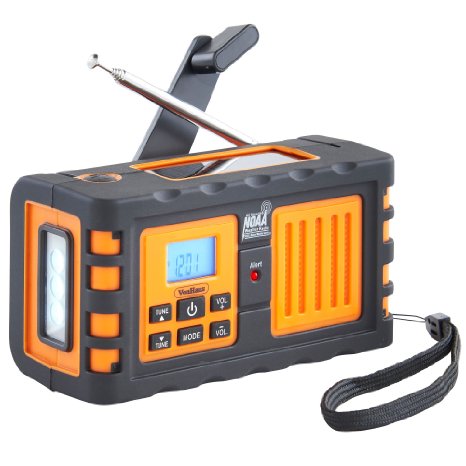 VonHaus NOAA Weather Channel Radio w/ Solar, Dynamo Hand Crank, USB & Mains Charging: Portable Weather Radio AM/FM/NOAA, 7 Weather Service Alert Channels, Emergency LED Flashlight & Cell Phone Charger