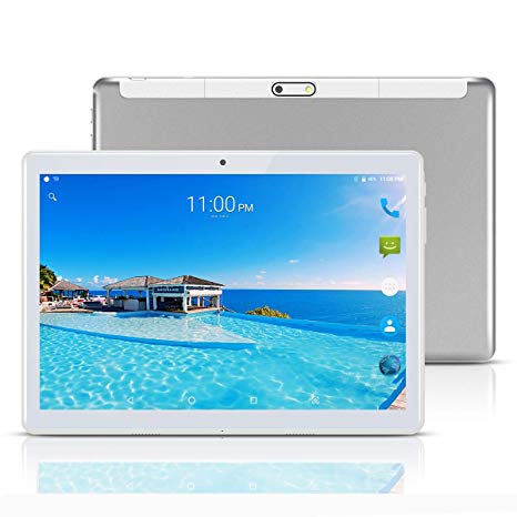 10 Tablet| 10.1" Inch Tablets PC Android 7.0,HD, 3G, WIFI, 64GB 4GB, GPS, GSM, Octa Core, Dual Sim Card, 2560X1600 IPS, Silver