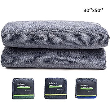 Rainleaf Microfiber Travel Towel,Fast Drying Super Absorbent Ultra Compact,Suitable for Travel,Camping,Gym,Swimming,Backpacking