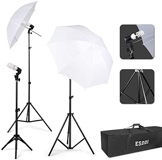 ESDDI Photography Lighting - Umbrella Lights Kit 600W 5500K Portable Continuous Day Light Photo Portrait Studio Video Equipment