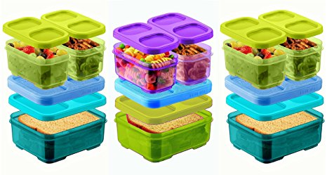 Rubbermaid Lunch Blox Sandwich Kits (2) Blue/Green, (1) Green/Purple Kit