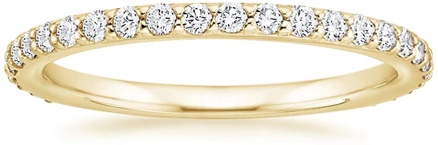 PAVOI 14K Gold Plated Sterling Silver Cubic Zirconia Diamond Stackable Eternity Bands for Women