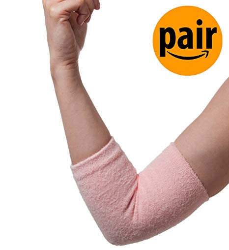 NatraCure Moisturizing Gel Microfiber Elbow Sleeves - (1 Pair) - Pink - (For Anti-Aging and Relief from Eczema and Dry, Rough, and Cracked Elbows)