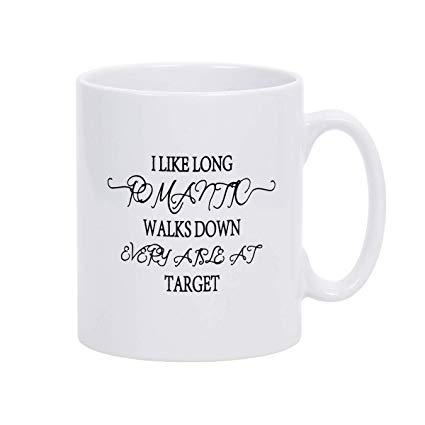White Mugs with Printing Words I LIKE LONG WALKS DOWN TARGET Coffee Mugs for Christmas Gift Brithday Gift or Daily Use