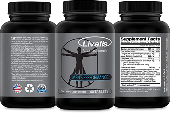 Livalis Perform- Enlargement Pills for Men- Increase Male Size 3  in 90 Days- Mens Booster to Stop Male Performance Failure- Male Enrichment and Vitality Supplement- 60 Tablets