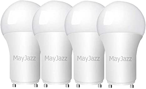 MayJazz A19 4 Pack LED Light Bulbs Gu24 Base Daylight 5000k 1200Lumens Lamp, Dimmable LED Bulb 12w(75w Equivalent)