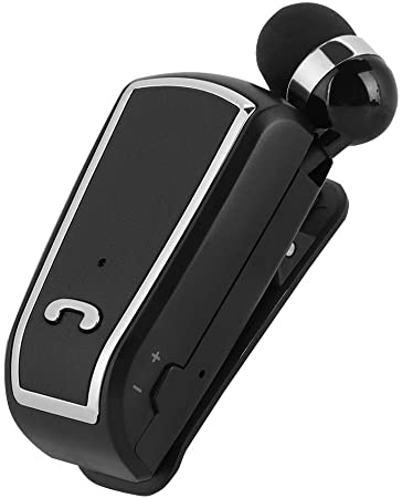 Bluetooth Headset Stereo Retractable Bluetooth V4.0 Earpiece Single in-Ear Wireless Sports Earphone Caller ID, Voice prompts iOS Power Display, for Phone Devices (Black)