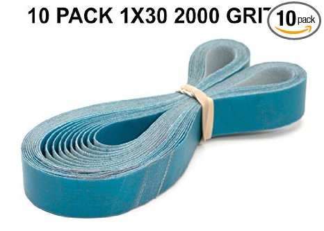 1x30 - 2000 Grit 10 Pack - Aluminum Oxide Very Fine Sanding Sharpening Belts