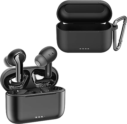 TOZO NC2 Hybrid Active Noise Cancelling Wireless Earbuds Black & TOZO NC2 Protective Silicone Case Black