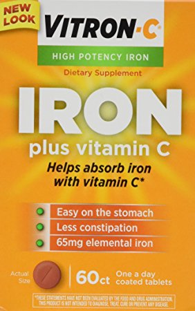 Vitron-c High Potency Iron Supplement Tablets 60 Ct (Pack of 2)