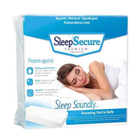 Sleep Secure Terrycloth Waterproof Twin Bed Bug Mattress Cover