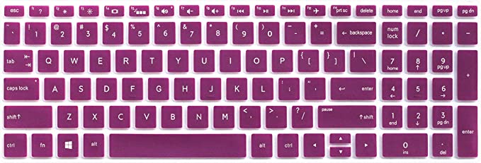 Silicone Keyboard Cover for 15.6" HP Pavilion x360 15-BR075NR, HP Envy X360 15M-BP012DX 15M-BP011DX 15M-BQ021DX, HP Pavilion 15-bs 15-bw 15-cb 15-cc 15-cd Series, 17.3" HP Envy 17M-AE111DX (Purple)