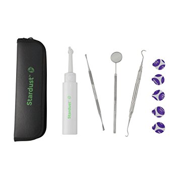 Stardust Dental Professional Teeth Cleaning & Hygiene Kit - Includes Battery Powered Tooth Polisher, Stainless Steel Picks, Mirror, and Dentist Designed Instruction Manual