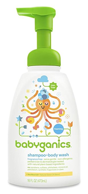 Babyganics Baby Shampoo Plus Body Wash, Fragrance Free, 16 Ounce