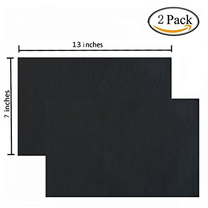 2 Pieces 13 by 7 Inch, Leather Patch, Adhesive Backing leather seat patch for Repair Sofa, Car Seat, Jackets, Handbag, Black
