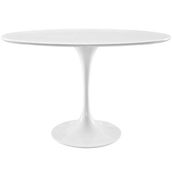 Modway Lippa Oval-Shaped Wood Top Dining Table, 48", White